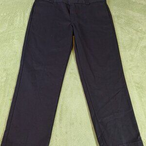 Dickies Mens Black Slim Straight Work Pants Sz 40x30 Flat Front Chino Trousers